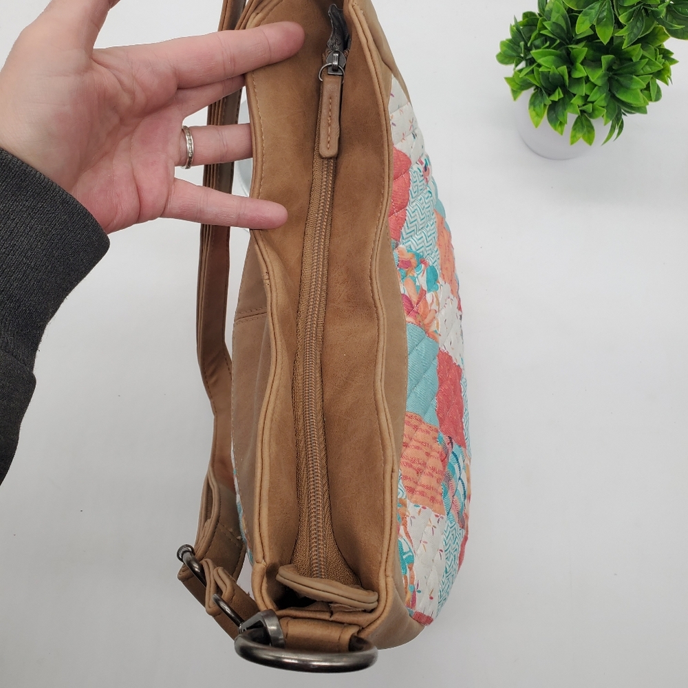 Donna Sharp Patchwork Tan Shoulder Bag With Adjus… - image 8